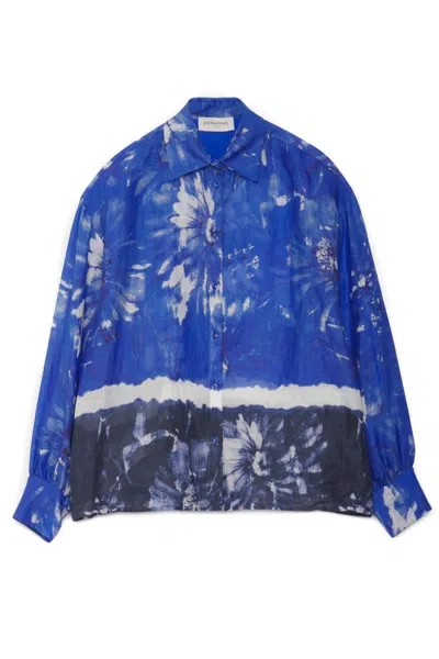 Ermanno Multicolor Floral Ramie Shirt With Relaxed Fit In Multi