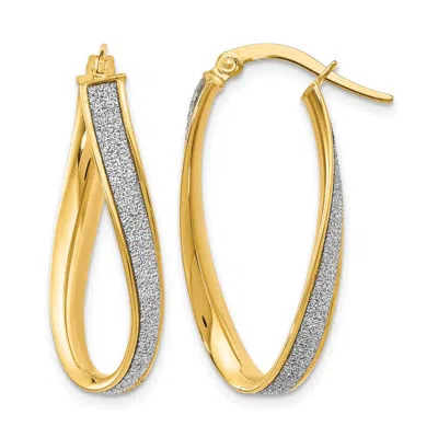 Diamond2deal 14k Yellow Gold Glimmer Infused Oval Twist Hoop Earrings In Gold
