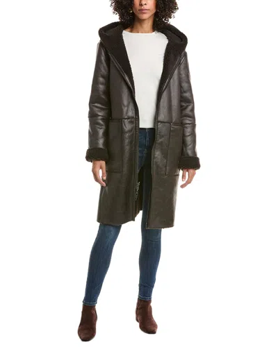 Frye Faux Shearling Duffle Coat In Green