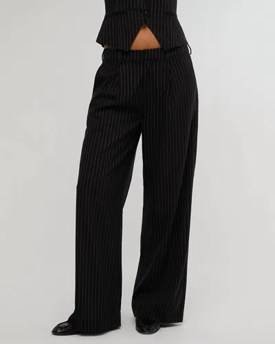 Weworewhat Low Rise Trousers In Black Pin Stripe In Multi