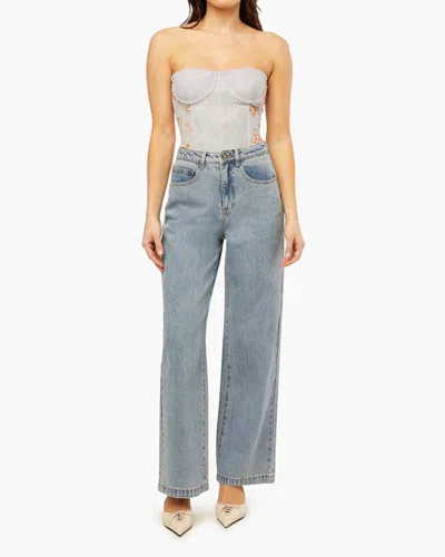 Weworewhat High Waist Wide Leg Denim Pants In Light Wash In Blue