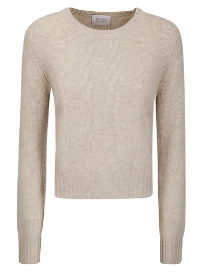 Be You Fine Knit Cashmere Crewneck Sweater With Short Comfortable Fit In Neutral