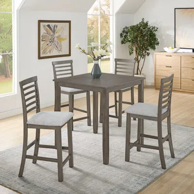 Streamdale Furniture Streamdale 5-piece Retro Dining Table & Chairs Set - Gray (assembly Required) In Gray
