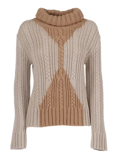 Lorena Antoniazzi Cable-knit Turtleneck Sweater In Multi