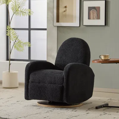 Streamdale Furniture Streamdale 360 Swivel And Glider Recliner Chair-black In Black
