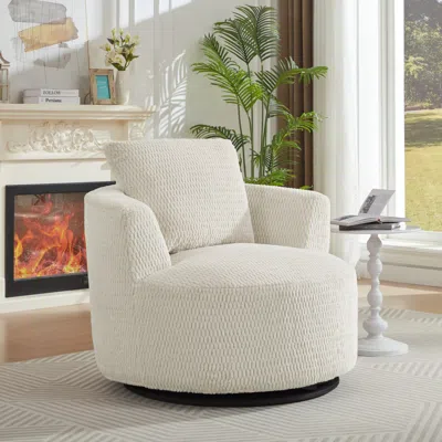 Streamdale Furniture Streamdale 360 Swivel Accent Chair - Modern Comfort For Home & Office In White