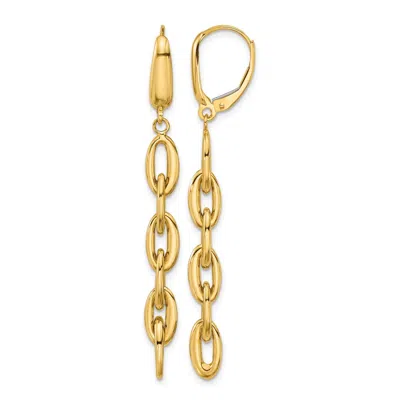 Diamond2deal 14k Yellow Gold Fancy Oval Link Drop Dangle Earrings In Gold