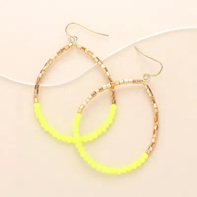 Fashnzfab Faceted Beaded Open Teardrop Dangle Earrings - Neon, Yellow In Multi