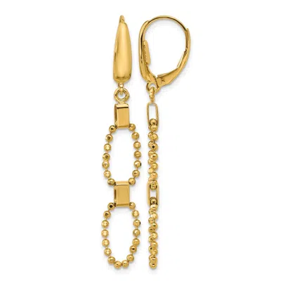 Diamond2deal 14k Yellow Gold Diamond-cut Link Drop Dangle Earrings In Gold