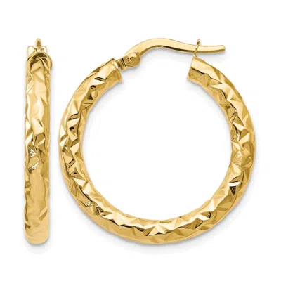 Diamond2deal 14k Foreverlite Polished And Textured Hoop Earrings In Gold