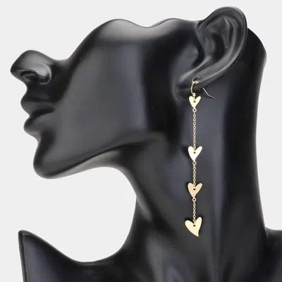 Fashnzfab Metal Heart Link Dropdown Earrings - Gold In Gold