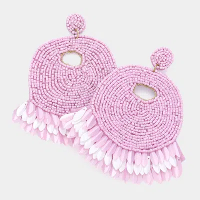 Fashnzfab Felt Back Beaded Dangle Earrings - Lavender In Pink