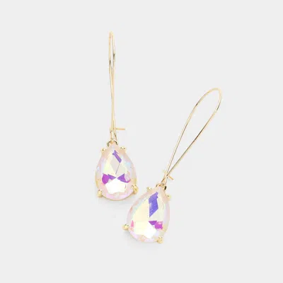 Fashnzfab Teardrop Stone Dangle Evening Earrings - Ab, White In Multi
