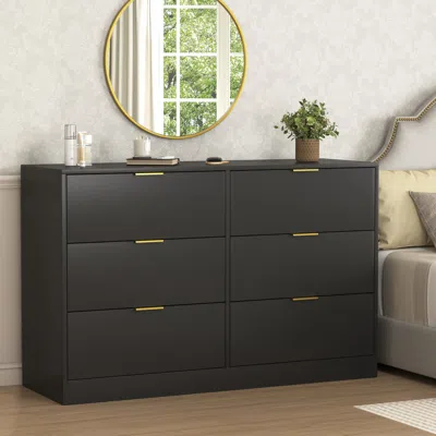 Streamdale Furniture Streamdale Simply Modern 6-drawer Dresser - Black In Black