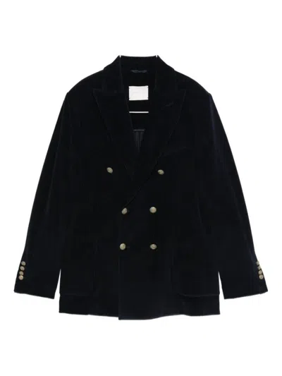 Circolo 1901 Double-breasted Blue Jacket With Corduroy Texture In Black