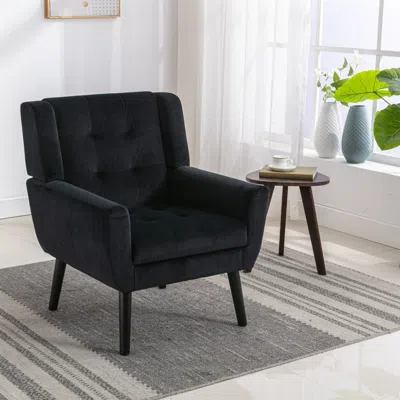 Streamdale Furniture Streamdale Modern Soft Velvet Material Ergonomics Accent Chair Living Room In Black