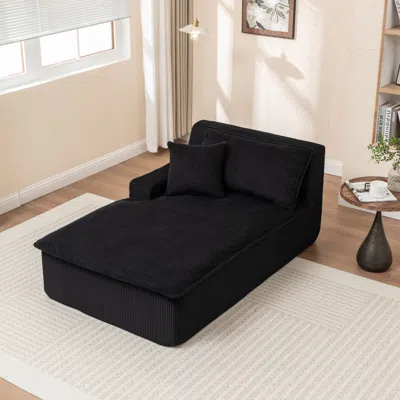 Streamdale Furniture Streamdale Oversized Sleeper Chair Chaise Lounge Sofa Bed - No Assembly In Black