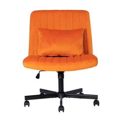 Streamdale Furniture Streamdale Orange Velvet Criss Cross Office Chair In Orange