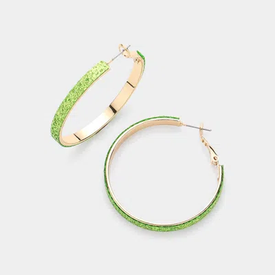 Fashnzfab Glittered Hoop Earrings - Gold, Green In Multi