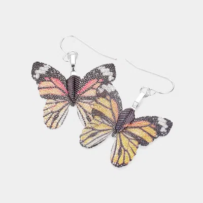Fashnzfab White Gold Dipped Sterling Silver Post Butterfly Earrings - Multi In Gray