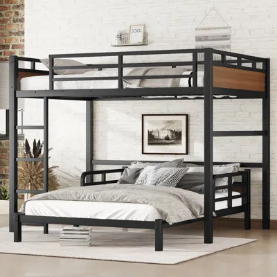 Streamdale Furniture Streamdale Full Xl Bunk Bed/loft Bed, Separable, Security Rail, Walnut In Black