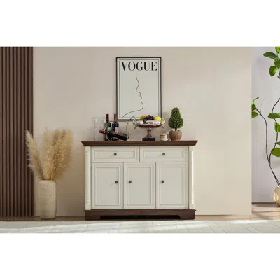 Streamdale Furniture Streamdale Farmhouse Kitchen Storage Cabinet, Roman Column Coffee Bar/wine Cooler In White