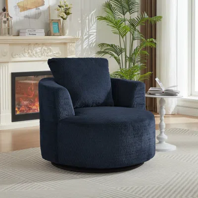 Streamdale Furniture Streamdale 360 Swivel Accent Chair - Modern Comfort For Home & Office In Blue