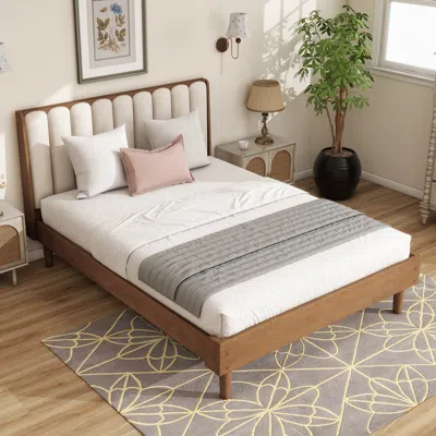 Streamdale Furniture Streamdale Queen Wood Bed Piano Key Headboard Wheat In Multi