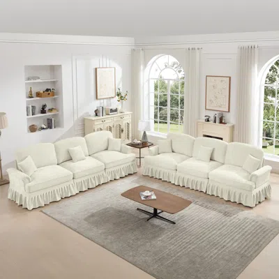 Streamdale Furniture Streamdale Modular Sofa Set, Flared Arms, Removable Skirts, Beige White In White