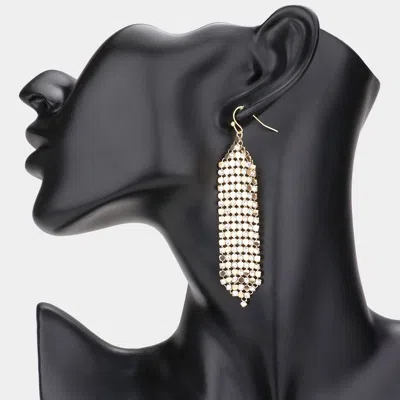Fashnzfab Secret Box _ Bubble Stone Embellished Mesh Chain Dangle Earrings - Gold In Metallic