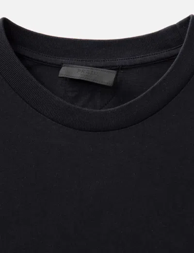 Prada Logo Patch T-shirt In Black