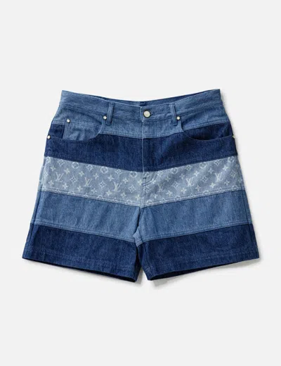Pre-owned Louis Vuitton Striped Patchwork Denim Shorts