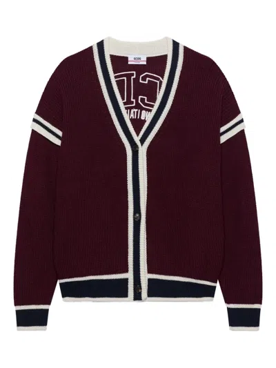 Gcds Striped Cardigan In Red