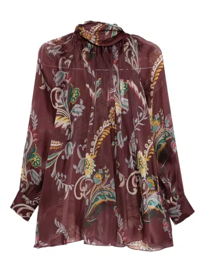 Etro Women's Silk Blouse And Scarf Detail In Multi
