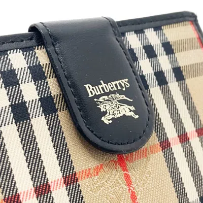 Pre-owned Burberry Beige Black Canvas Leather Wallet (bi-fold) () In Multi