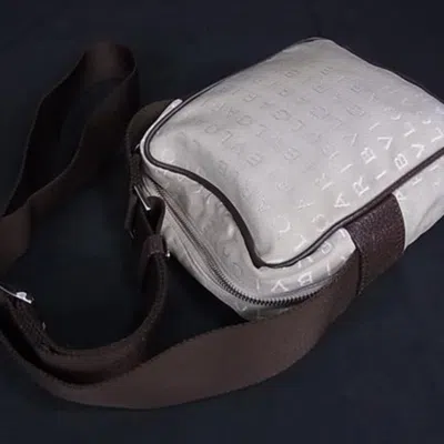 Pre-owned Bvlgari Beige Brown Canvas Leather Pochette Shoulder Bag () In Multi