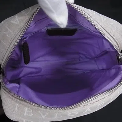 Pre-owned Bvlgari Beige Brown Canvas Leather Pochette Shoulder Bag () In Multi