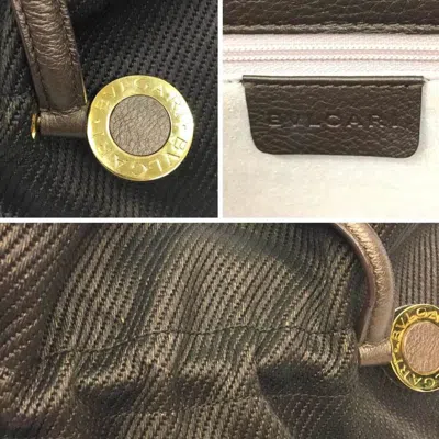 Pre-owned Bvlgari Bronze Leather Fabric Shoulder Bag Tote Bag () In Brown