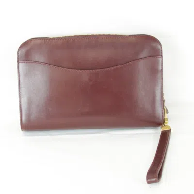 Pre-owned Cartier Bordeaux Leather Clutch Bag () In Burgundy