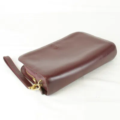 Pre-owned Cartier Bordeaux Leather Clutch Bag () In Burgundy
