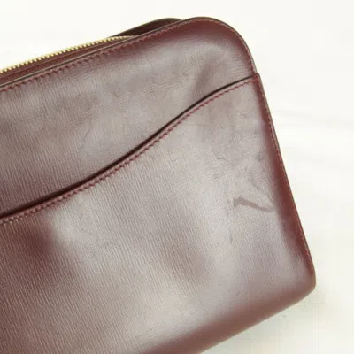 Pre-owned Cartier Bordeaux Leather Clutch Bag () In Burgundy