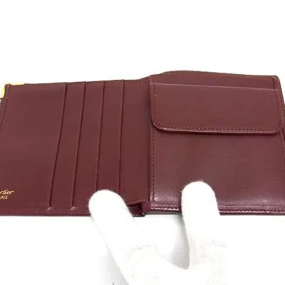 Pre-owned Cartier Bordeaux Leather Wallet (bi-fold) () In Burgundy