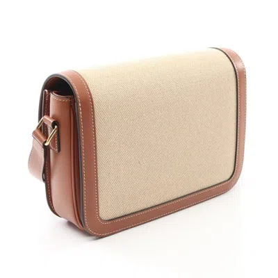 Pre-owned Celine Beige Brown Canvas Leather Shoulder Bag () In Multi