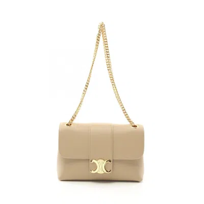 Pre-owned Celine Beige Leather Shoulder Bag () In Sand