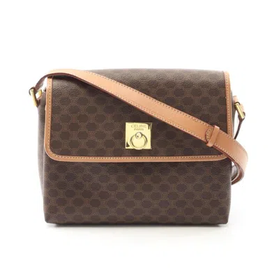 Pre-owned Celine Brown Coated Canvas Leather Shoulder Bag ()