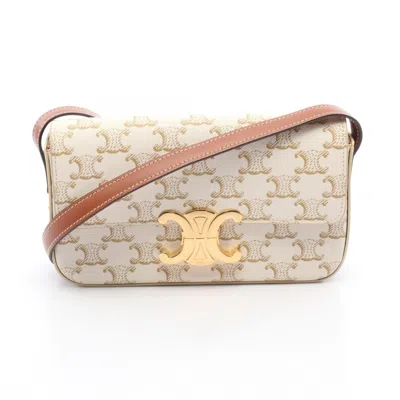 Pre-owned Celine Brown White Coated Canvas Leather Shoulder Bag () In Multi