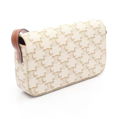 Pre-owned Celine Brown White Coated Canvas Leather Shoulder Bag () In Multi