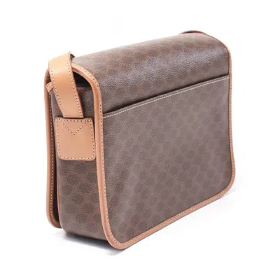 Pre-owned Celine Macadam Brown Coated Canvas Leather Shoulder Bag ()