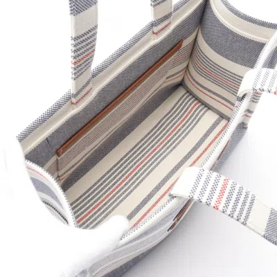 Pre-owned Celine Navy Red Color White Canvas Leather Tote Bag ()