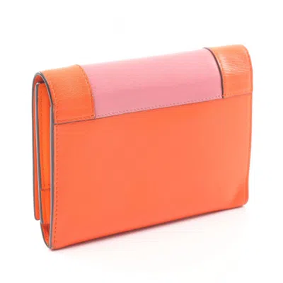 Pre-owned Celine Orange Pink Leather Wallet (tri-fold) () In Multi
